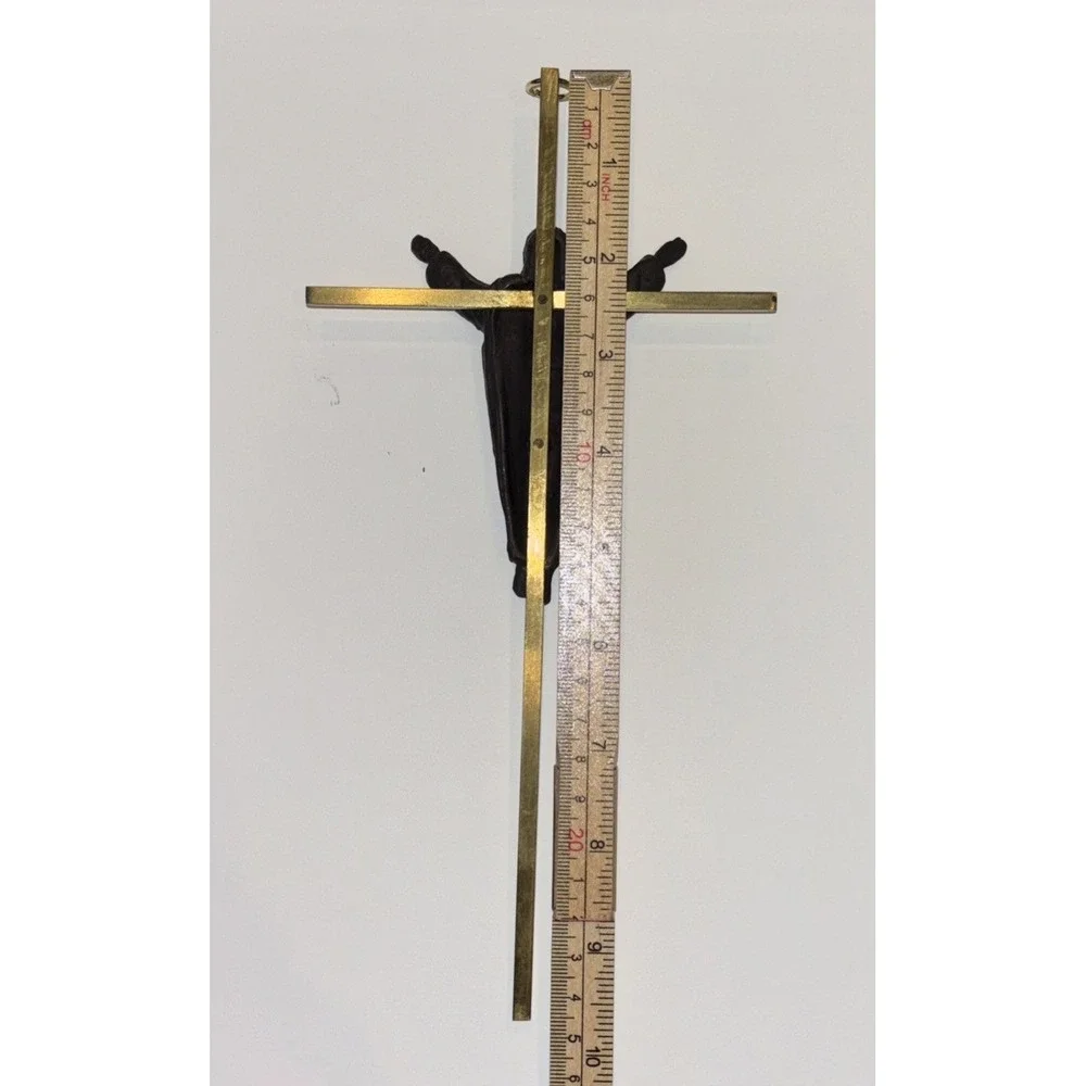Catholic Metal and Resin Antique Gold Tone Looking 9 3/4